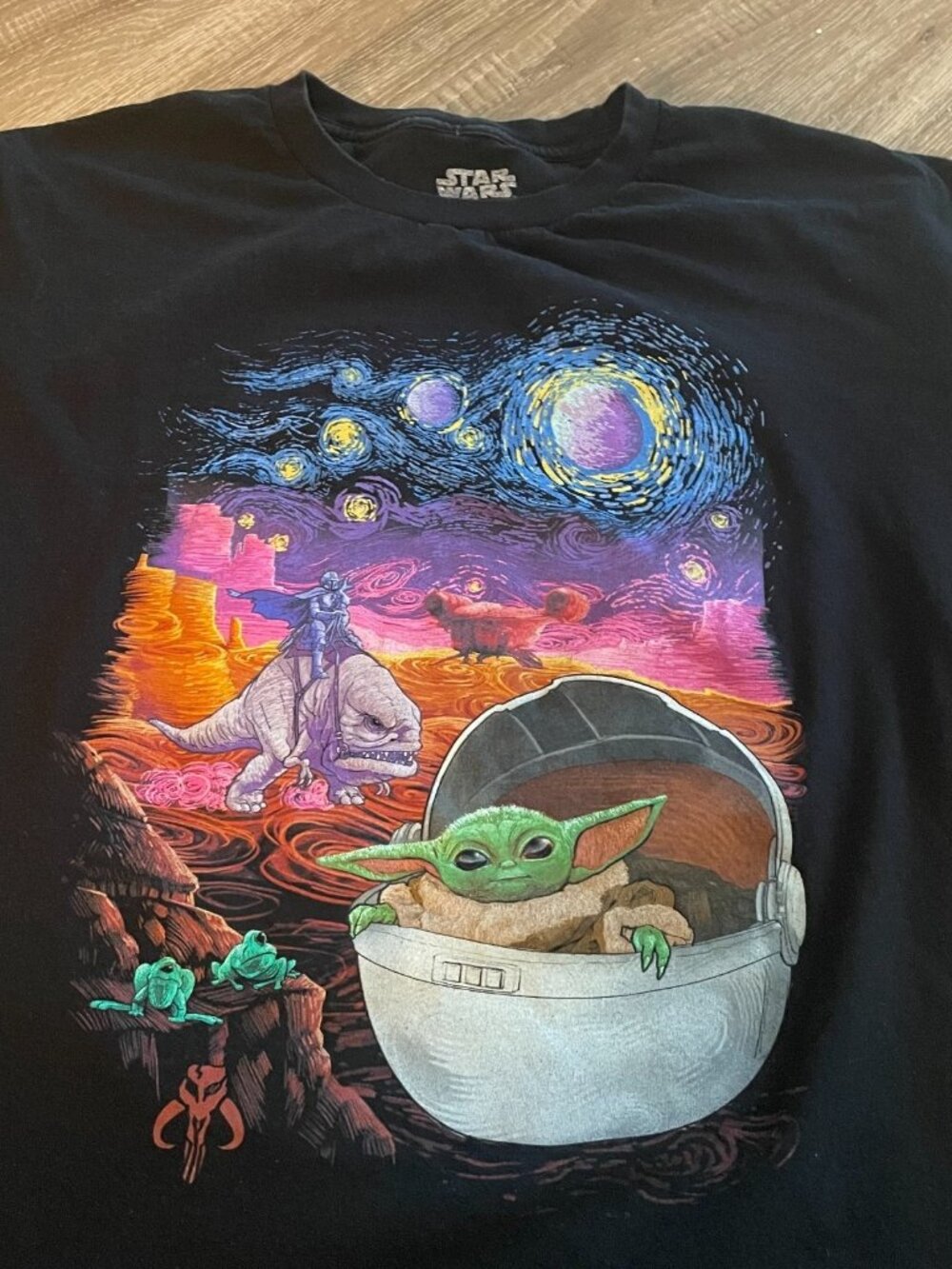 Star Wars Graphic T-Shirt Men's Size 2X Black Van Gogh Starry Night Art Style